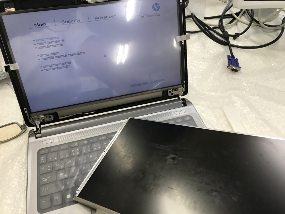 広島県廿日市市 ノートパソコンの液晶関連トラブル／HP(ヒューレット・パッカード) Windows 7のイメージ